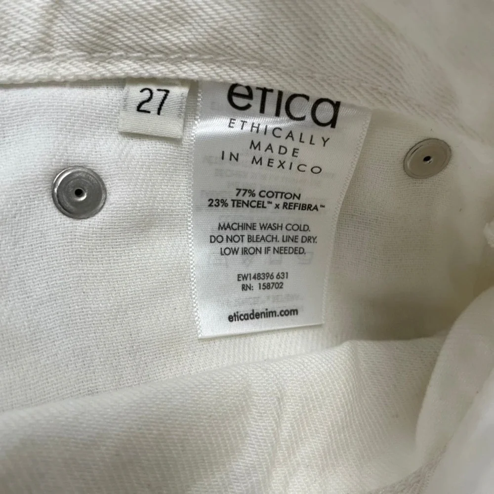 Etica Narin Relaxed Long Short Womens 27 4 White Laser Vortex Distressed New